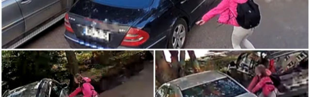 ВИДЕО | Удары ногами и броски кирпичами: в Пыхья-Таллинне пьяная девушка повредила семь машин