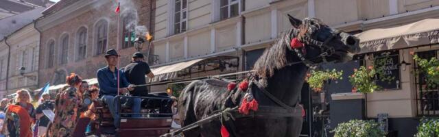 В центре Вильнюса: конные экипажи, показ мод и настоящая деревня ромов