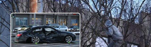 ФОТО И ВИДЕО | В Таллинне столкнулись трамвай и BMW. Водитель последнего залез на дерево