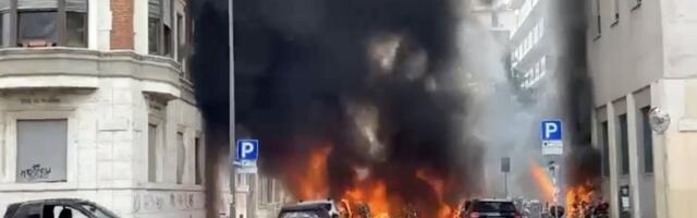 ФОТО | В центре Милана взорвался фургон с газовыми баллонами. Загорелись несколько автомобилей, эвакуирована школа