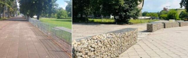 В Вильнюсе вокруг Дворца спорта появились габионы