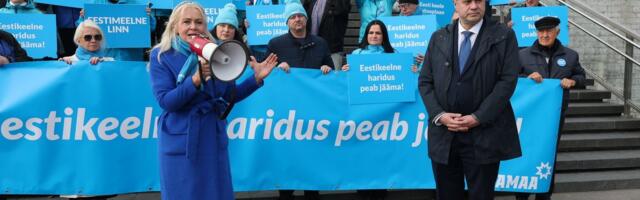ФОТО | Isamaa устроила акцию в поддержку перехода на эстоноязычное обучение 