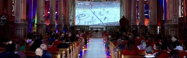 В канадском соборе РКЦ провели трансляцию хоккейного матча с пивом и пиццей