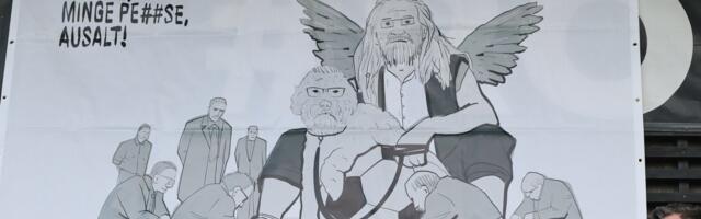 ФОТО | Болельщики „Нымме Калью“ во время матча с „Флорой“ вывесили плакат в адрес Айвара Похлака