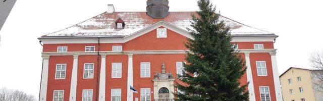 В Нарве установили одну из двух городских рождественских елок