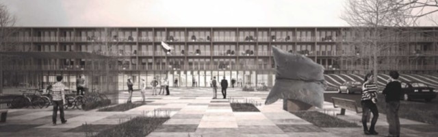 Гигантская подушка украсит вход в общежитие Академии МВД в Нарве