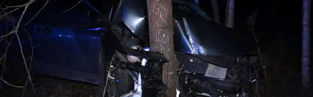 ВИДЕО И ФОТО | Автомобиль врезался в дерево - в нем нашли двух пьяных мужчин