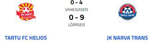 Футбол: «Нарва Транс» не испытала проблем в игре против тартуского «Хелиоса»