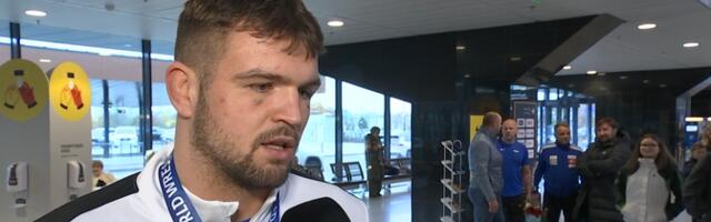 ВИДЕО: в Таллиннском аэропорту встретили бронзового призера ЧМ по борьбе Ричарда Карелсона