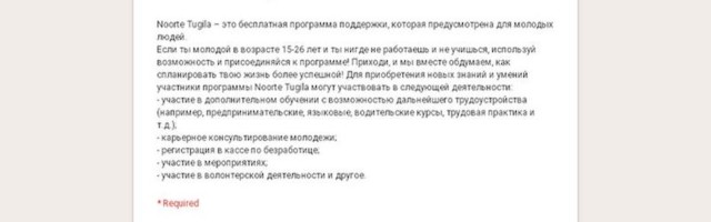 Программа Noorte Tugila в Силламяэ