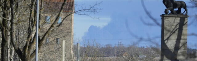 ФОТО: из Нарвы виден дым от пожара в порту Усть-Луга