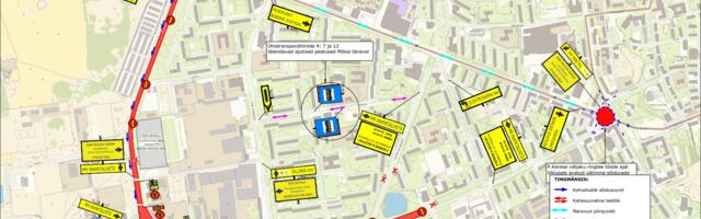 Заторы на улицах Нарвы вызваны началом строительных работ на ул. Кереса