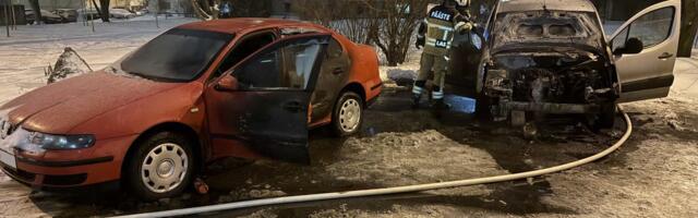 ФОТО | В Ласнамяэ загорелся автомобиль. А также кресло и бытовка