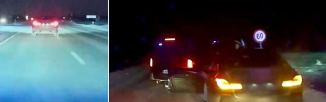 ВИДЕО | Ехавшего из Таллинна в Нарву водителя пришлось останавливать при помощи „ежа“