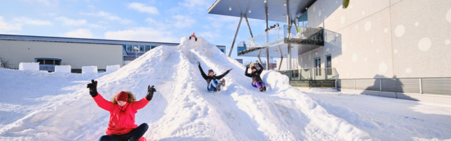 За Научным центром АХХАА открылся потрясающий снежный городок.