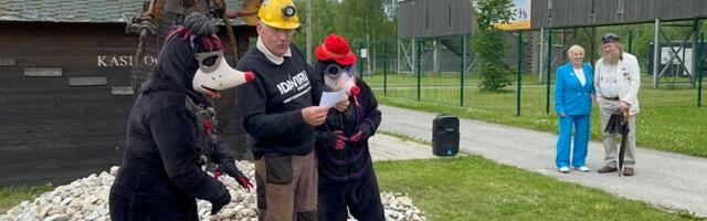 В Кохтла-Нымме появился крот Хуберт из металлолома, он указывает на вход в шахтный музей