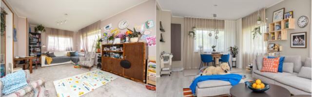 До и после: как семья из Маарду превратила свою гостиную в уютное место для всех восьмерых