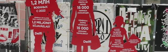 Акция Delfi у российского посольства: „Война должна закончиться. Россия должна уняться“ 