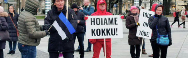 В центре Таллине прошла протестная акция - "не дадим превратить Эстонию в концлагерь"