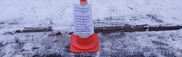 ФОТО | „Не паркуйся — получишь по зубам!“ Конус на улице Таллинна вызвал споры