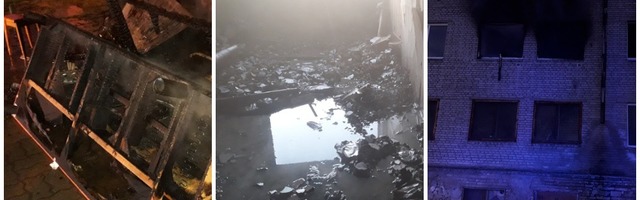 В ночь на 22 апреля в Нарве спасатели потушили пожар в заброшенном здании и мебель у подъезда жилого дома