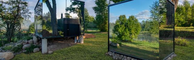Отдых в Эстонии: новый зеркальный домик с баней для выходных на берегу озера