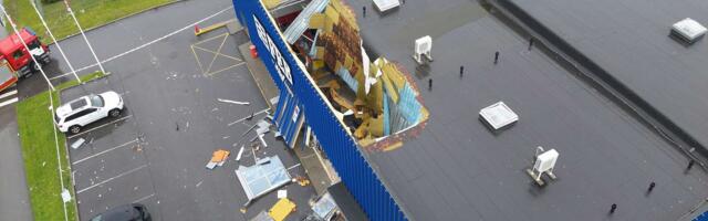 Спасатели: к обрушению крыши нарвского магазина FEB, вероятно, привел ливень